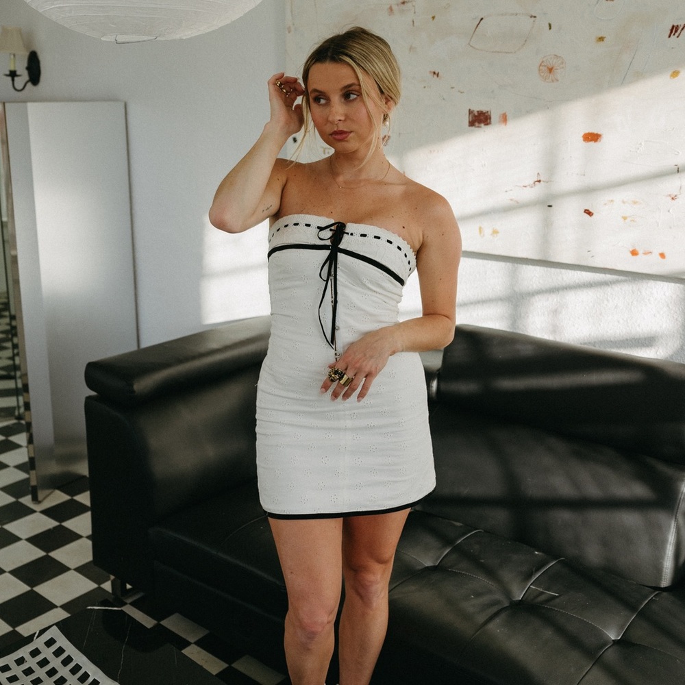 With Jean Dress white and black
